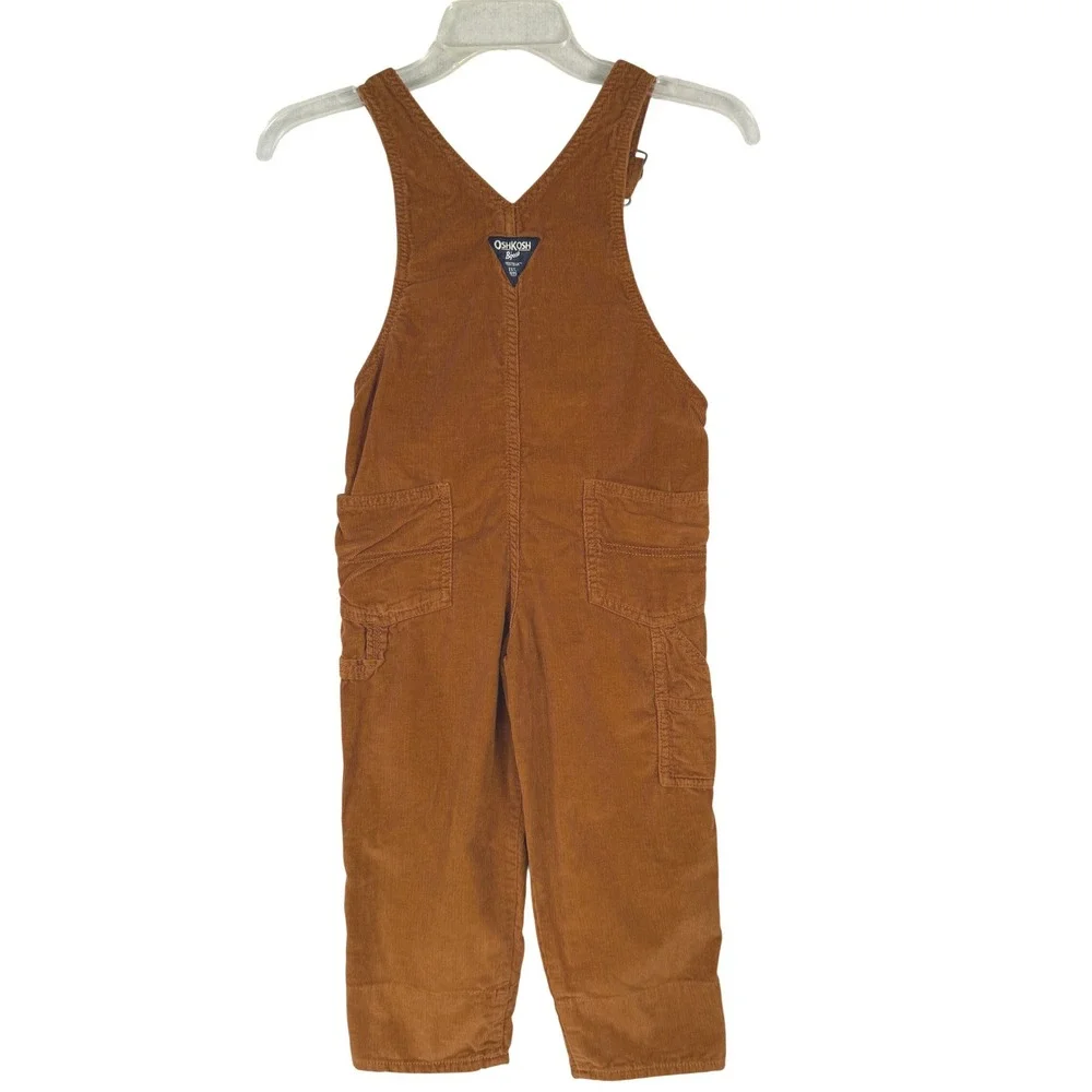 OshKosh B'gosh Vintage Style Brown Corduroy Overalls Kids Size 5T Carpenter Bib